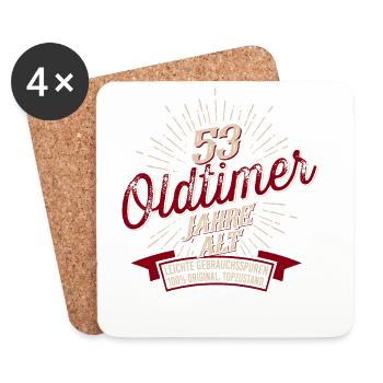 53. Geburtstag Oldtimer - Untersetzer (4er-Set) - Weiß - Vorne