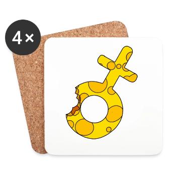 Venus symbol in the pose of the Mars symbol - Coasters (set of 4) - white - Front