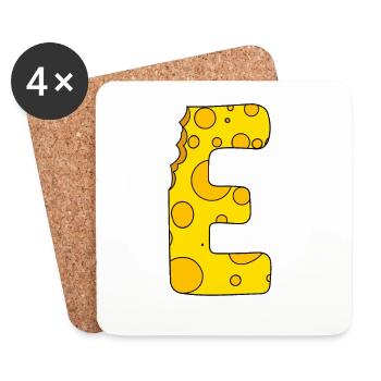 Lettre E - Dessous de verre (lot de 4) - blanc - Devant