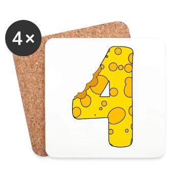 Number 4 Digit Cheese - Coasters (set of 4) - white - Front