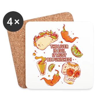 The liver is evil and is punished - Coasters (set of 4) - white - Front
