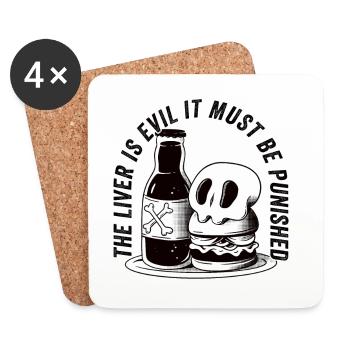 The liver is evil and is punished - Coasters (set of 4) - white - Front