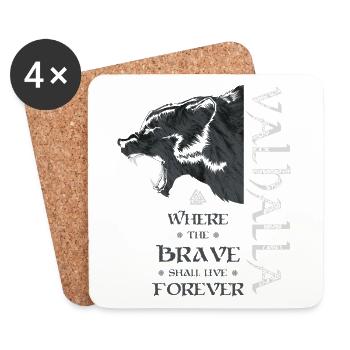 Valhalla Viking Grizzly Bear Wotan Knot Norse - Coasters (set of 4) - white - Front