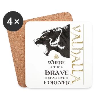 Valhalla Viking Bear Grizzly Bear Wotan Knots - Coasters (set of 4) - white - Front