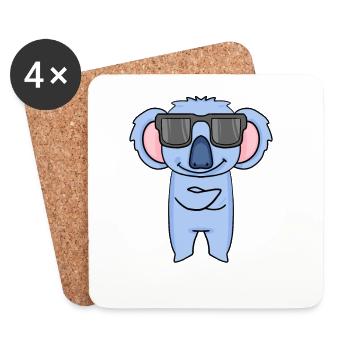 Koala avec lunettes de soleil - Dessous de verre (lot de 4) - blanc - Devant
