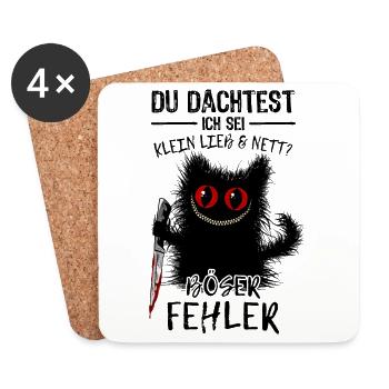 Böser Fehler Grinsekatze Verrückte Katze Messer - Untersetzer (4er-Set) - Weiß - Vorne