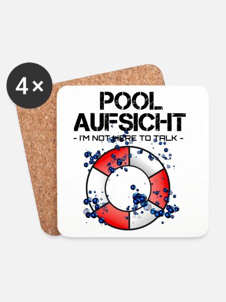 Aufsicht Rettungsschwimmer - Untersetzer (4er-Set) - Weiß
