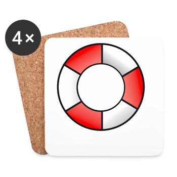 Bouée de sauvetage Rouge Blanc - Dessous de verre (lot de 4) - blanc - Devant
