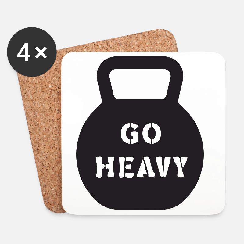 Go Heavy Kettlebell Krafttrainings-Tee - Untersetzer (4er-Set) - Weiß