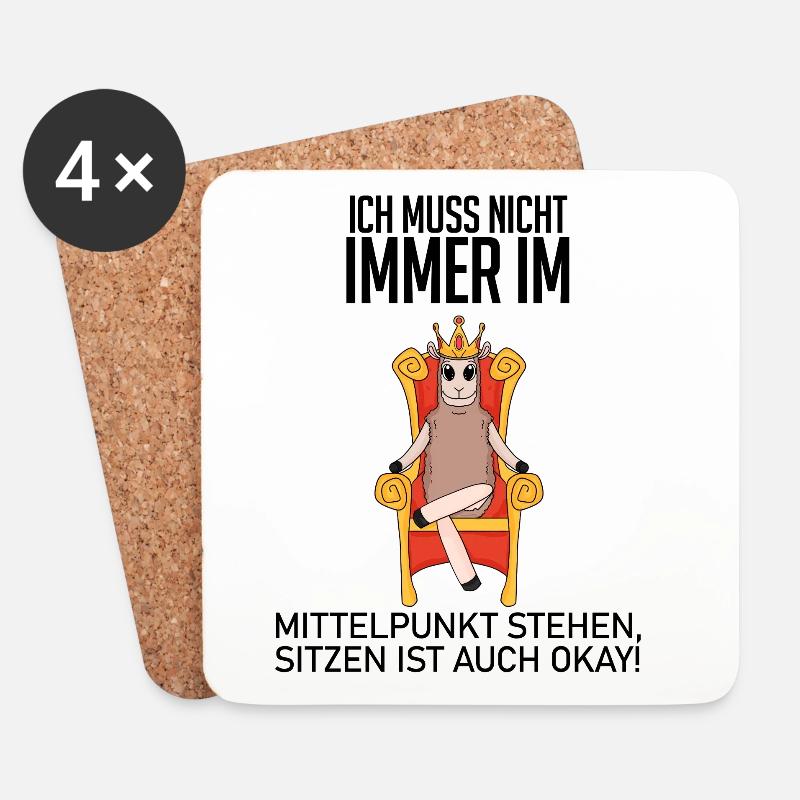 Lustiger Spruch König - im Mittelpunkt stehen - Untersetzer (4er-Set) - Weiß