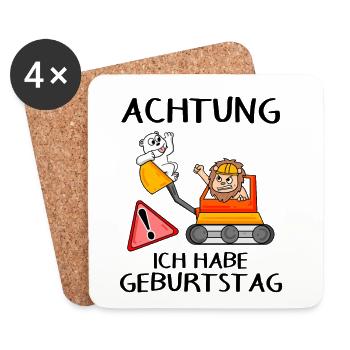 Achtung ich habe Geburtstag - Untersetzer (4er-Set) - Weiß - Vorne