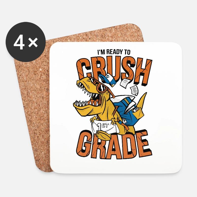 Dino 1. Klasse Crush - Untersetzer (4er-Set) - Weiß
