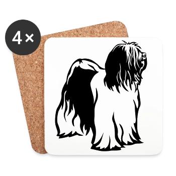 Terrier tibétain - Dessous de verre (lot de 4) - blanc - Devant