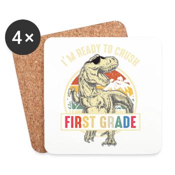 T-Rex Erster Freund Lebhafter Stil - Untersetzer (4er-Set) - Weiß - Vorne