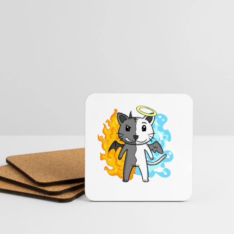 Cat Cat Breed Devon rex - Angel and Devil Coasters (set of 4)