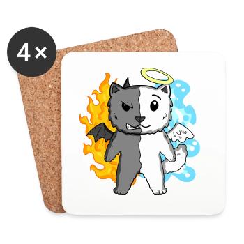 Cat Cat Breed Persian Cat - Angel and Devil - Coasters (set of 4) - white - Front