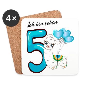 Fünfter Geburtstag Ich bin schon fünf Jahre - Untersetzer (4er-Set) - Weiß - Vorne
