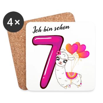 Siebter Geburtstag Ich bin schon sieben Jahre - Untersetzer (4er-Set) - Weiß - Vorne