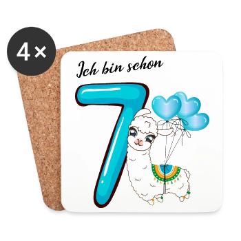 Siebter Geburtstag Ich bin schon sieben Jahre - Untersetzer (4er-Set) - Weiß - Vorne