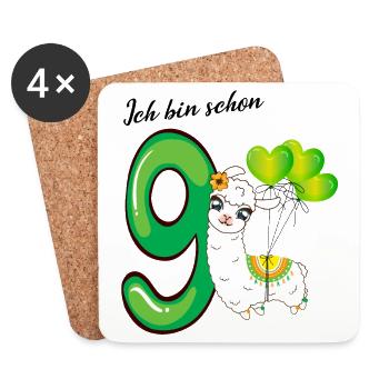Neunter Geburtstag Ich bin schon neun Jahre - Untersetzer (4er-Set) - Weiß - Vorne