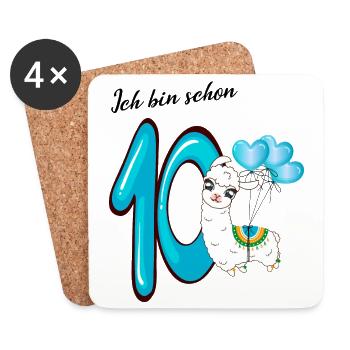 Zehnter Geburtstag Ich bin schon zehn Jahre - Untersetzer (4er-Set) - Weiß - Vorne