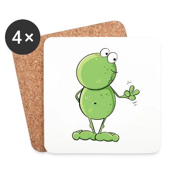 Funny Peace Frog I Frog Cartoon MODARTIS - Coasters (set of 4) - white - Front