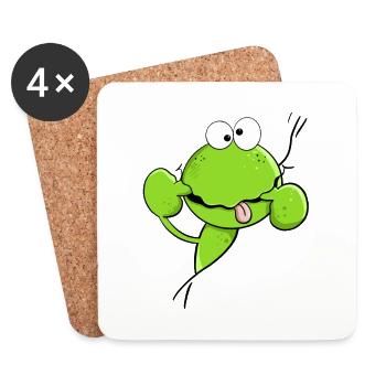 Cheeky Quak Frog I Frog Cartoon MODARTIS - Coasters (set of 4) - white - Front