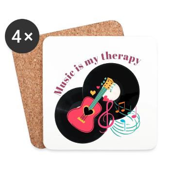 Music is my therapy - Music Lover Gift Idea - Untersetzer (4er-Set) - Weiß - Vorne