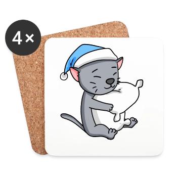 Chat race korat - Dessous de verre (lot de 4) - blanc - Devant