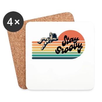 Stay Groovy -Retro Astronaut - Untersetzer (4er-Set) - Weiß - Vorne