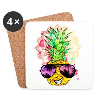 Ananas Mandala - Untersetzer (4er-Set) - Weiß - Vorne