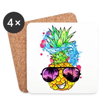 tangy pineapple fruit with face - Coasters (set of 4) - white - Front