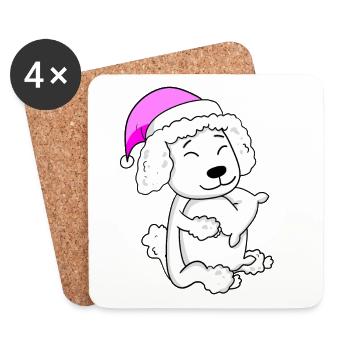 Chien Race Caniche - Dessous de verre (lot de 4) - blanc - Devant