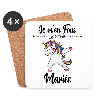 Je suis la future mariée evjf cadeau jeune fille - Dessous de verre (lot de 4) - blanc - Devant