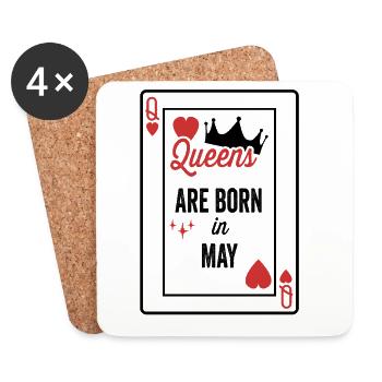 Queens Are Born In May Birthday Date Girls Women - Coasters (set of 4) - white - Front