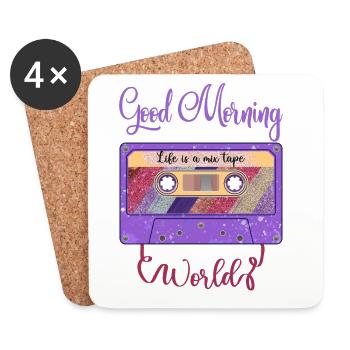 Retro Vintage 80's 90's Mixtape Kassette Teil - Untersetzer (4er-Set) - Weiß - Vorne