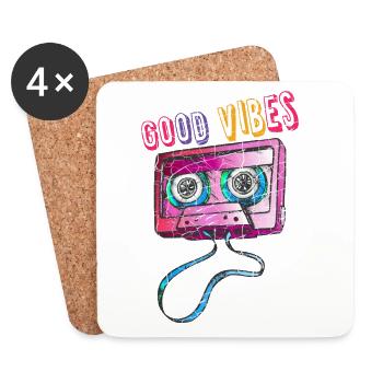 Retro Vintage Mixtape Kassette Kassette 80's 90's Kosten - Untersetzer (4er-Set) - Weiß - Vorne