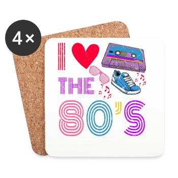 Kassette Retro Ich liebe das 80S Kostüm I Heart - Untersetzer (4er-Set) - Weiß - Vorne