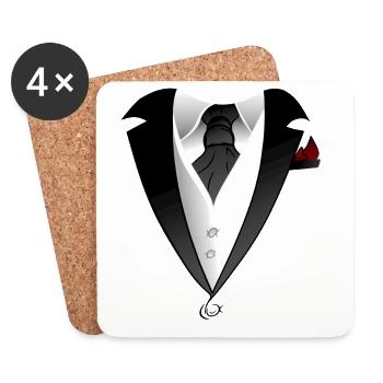 Suit with tie jacket design - Coasters (set of 4) - white - Front