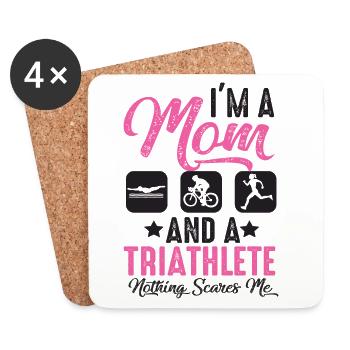 Ich Bin Eine Mutter Und Ein Triathlet - Untersetzer (4er-Set) - Weiß - Vorne