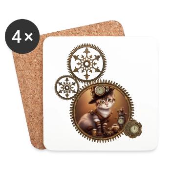 Little steampunk kitten - Coasters (set of 4) - white - Front
