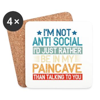 I'm Not Antisocial Paincave Triathlon - Untersetzer (4er-Set) - Weiß - Vorne