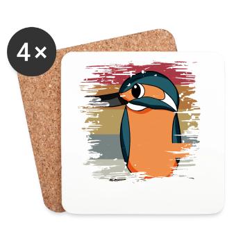 Eisvogel Blauer Vogel Retro - Untersetzer (4er-Set) - Weiß - Vorne