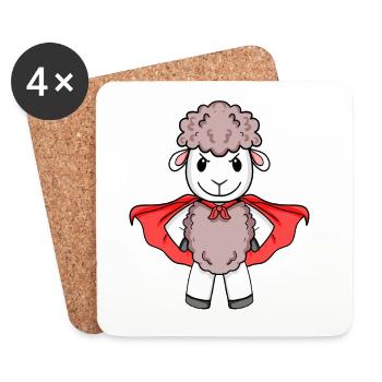 Sheep Superhero - Coasters (set of 4) - white - Front