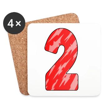 Nummer 2 Rot Muster - Untersetzer (4er-Set) - Weiß - Vorne