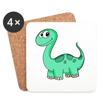 Dinosaurier Motiv - Untersetzer (4er-Set) - Weiß - Vorne