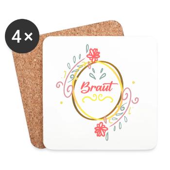 Braut Hochzeit JGA Heirat - Untersetzer (4er-Set) - Weiß - Vorne
