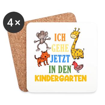 Kindergarten Zoo Tiere - Untersetzer (4er-Set) - Weiß - Vorne