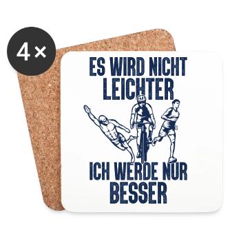 Es Wird Nicht Leichter Ich Triathlon - Untersetzer (4er-Set) - Weiß - Vorne