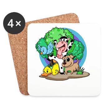 Niedliche Tiere - Untersetzer (4er-Set) - Weiß - Vorne